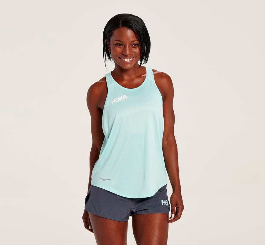 Top Hoka One One Mujer Azules - Performance Tank - RHSU02843